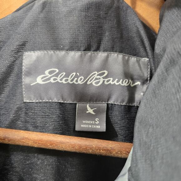 Eddie Bauer Down Puffer Jacket Womens Small Black Parka Coat Long Fleece Lined - Picture 3 of 10